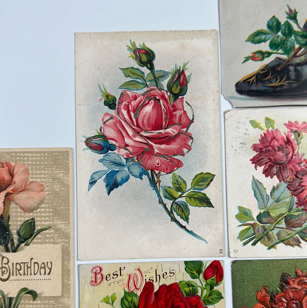 Antique floral postcards - flowers