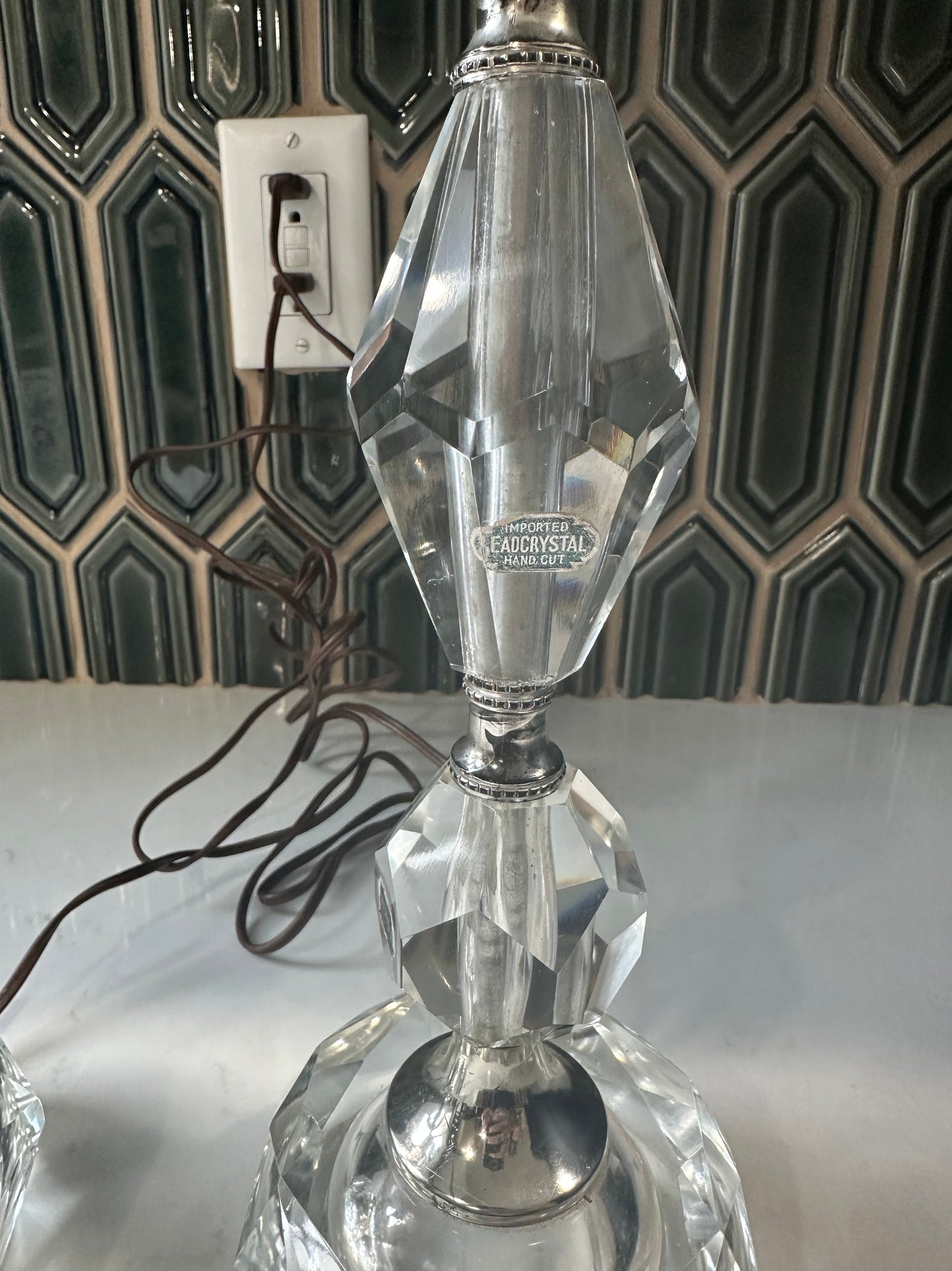 Vintage lamps- pair of lamps- bedside lamps- crystal lamp