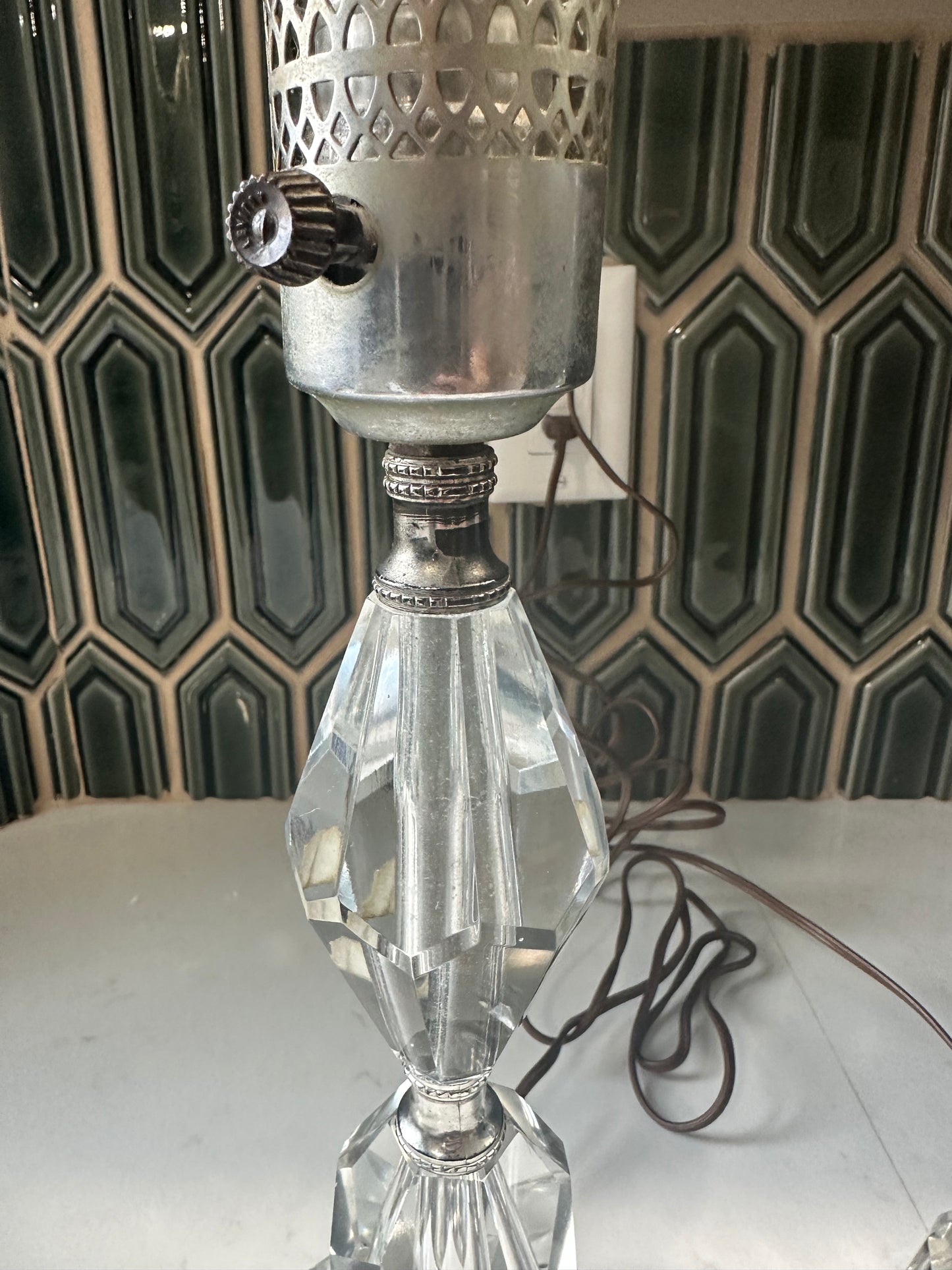 Vintage lamps- pair of lamps- bedside lamps- crystal lamp