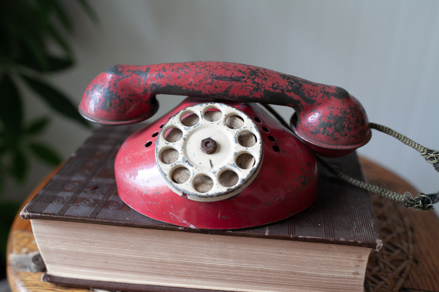Vintage Telephone - Red Phone -Red Rotary Phone