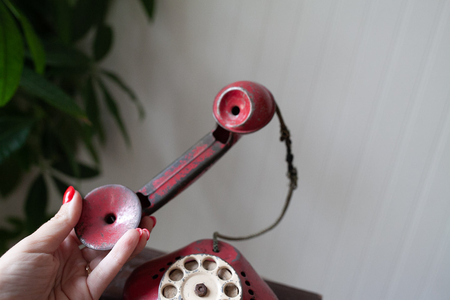 Vintage Telephone - Red Phone -Red Rotary Phone