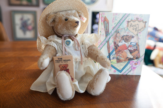 Steiff-Limited Edition Steiff Pansy Bear her with Book, "Pansy Goes To Paris"