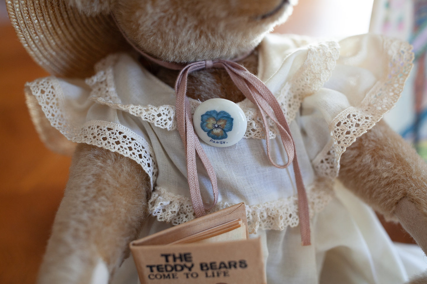 Steiff-Limited Edition Steiff Pansy Bear her with Book, "Pansy Goes To Paris"