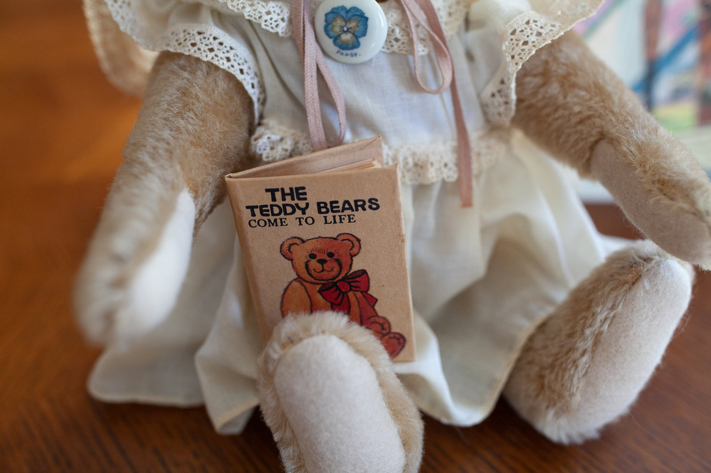 Steiff-Limited Edition Steiff Pansy Bear her with Book, "Pansy Goes To Paris"