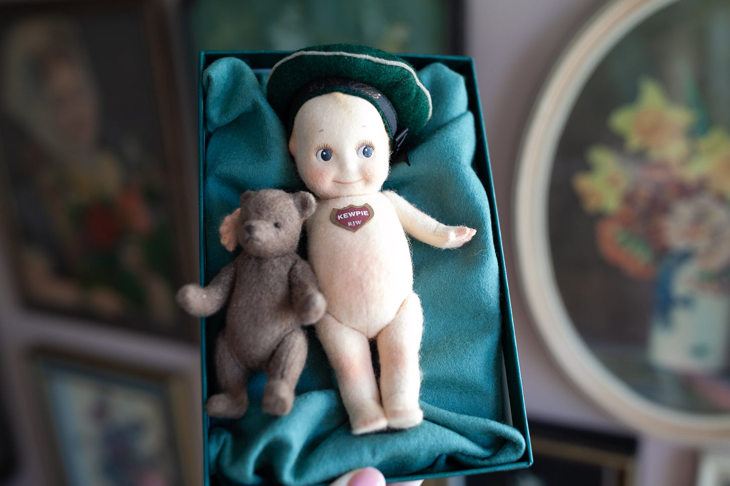 R. John Wright Kewpie and Teddy Bear - Vintage Kewpie - Collector Club Edition