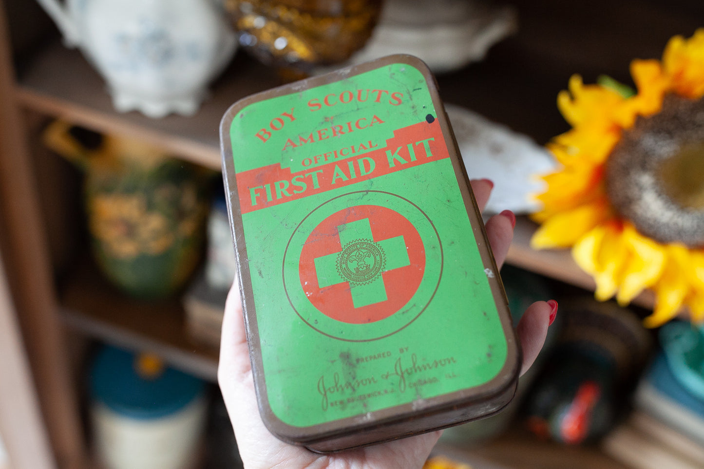 Vintage Boy Scouts of America Official First Aid Kit Johnson +Johnson
