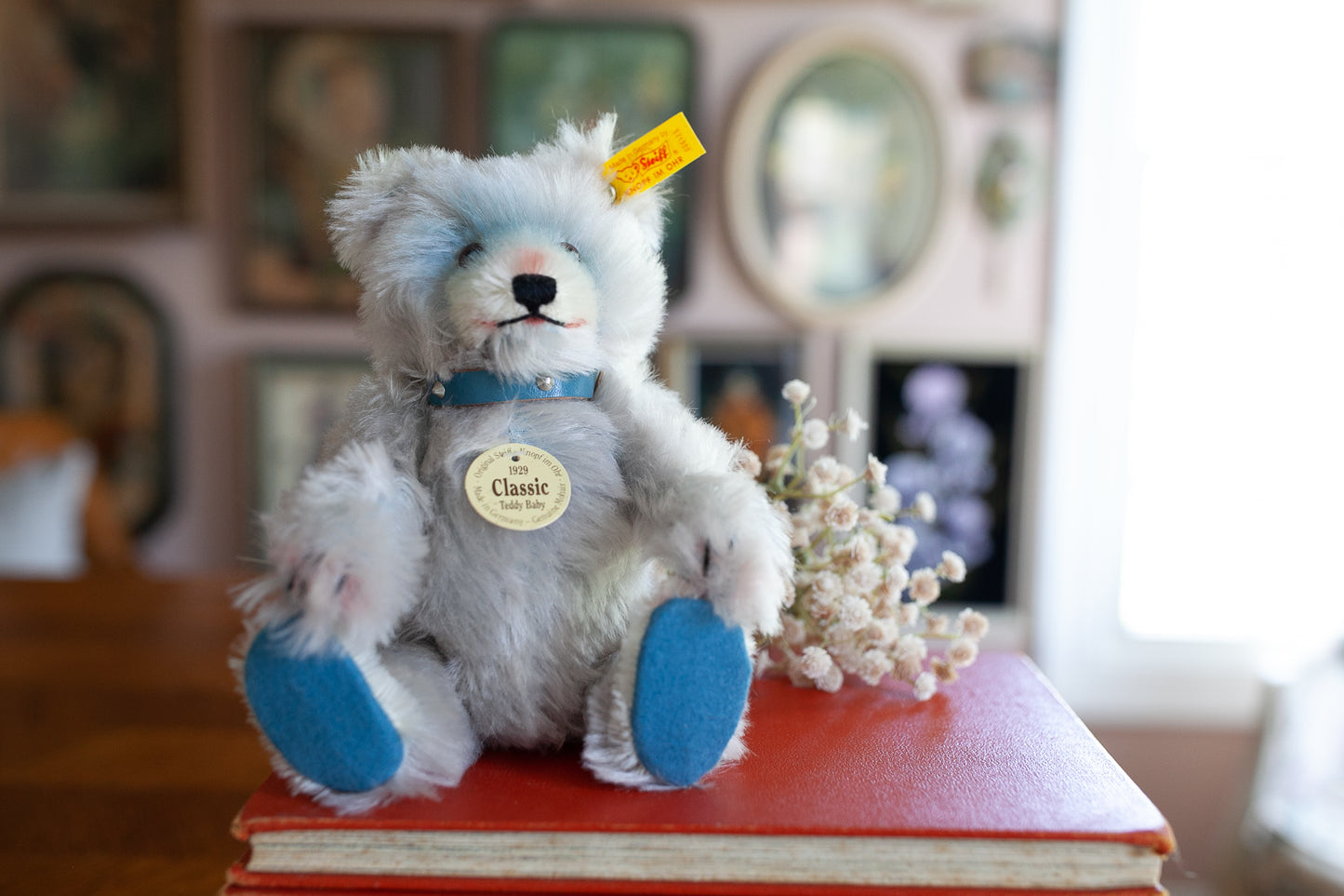 Teddy Bear- Vintage Steiff- Steiff Classic 1929 Replica Teddy Baby Blue Bear, ear tag number 006425