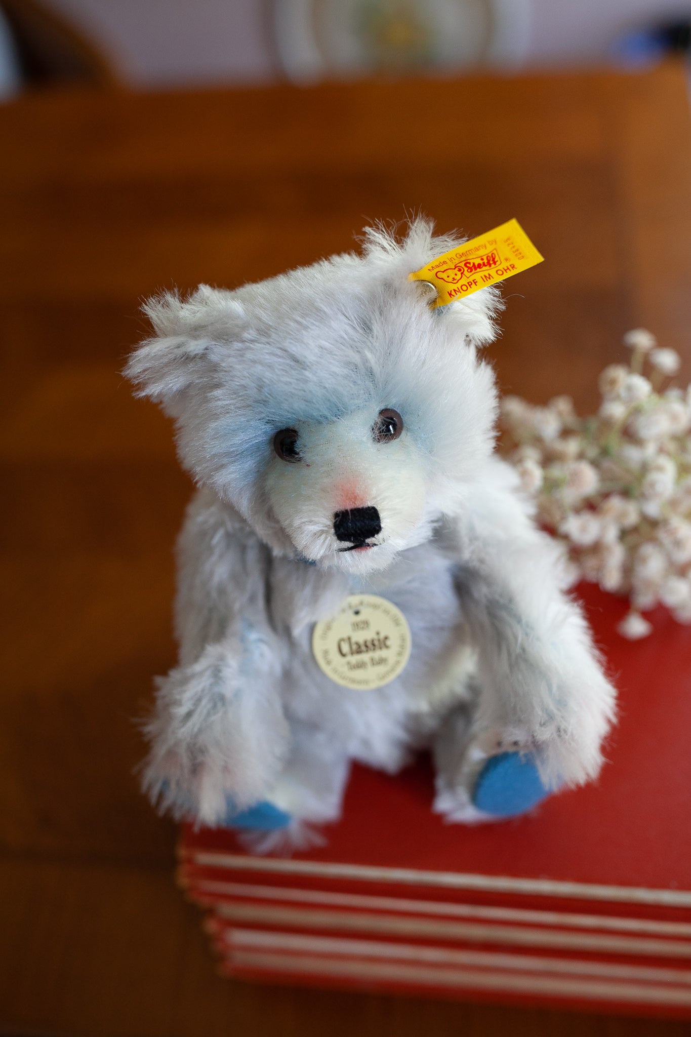 Teddy Bear- Vintage Steiff- Steiff Classic 1929 Replica Teddy Baby Blue Bear, ear tag number 006425