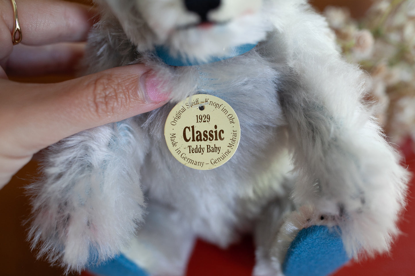 Teddy Bear- Vintage Steiff- Steiff Classic 1929 Replica Teddy Baby Blue Bear, ear tag number 006425