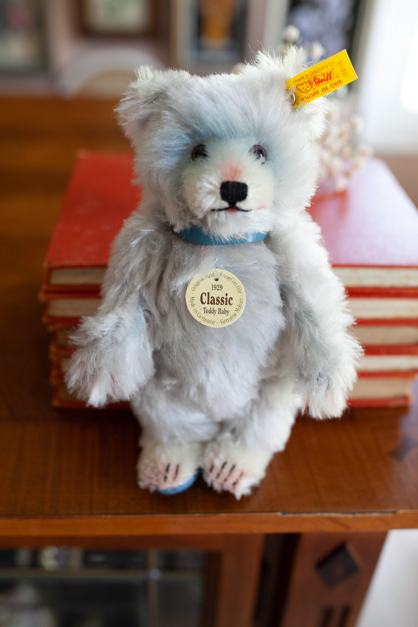 Teddy Bear- Vintage Steiff- Steiff Classic 1929 Replica Teddy Baby Blue Bear, ear tag number 006425