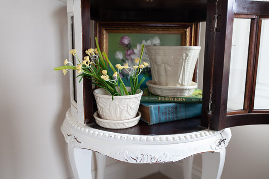 Vintage Hobnail Off White Flower Pot with Saucer by McCoy Pottery  -McCoy Hobnail Planter