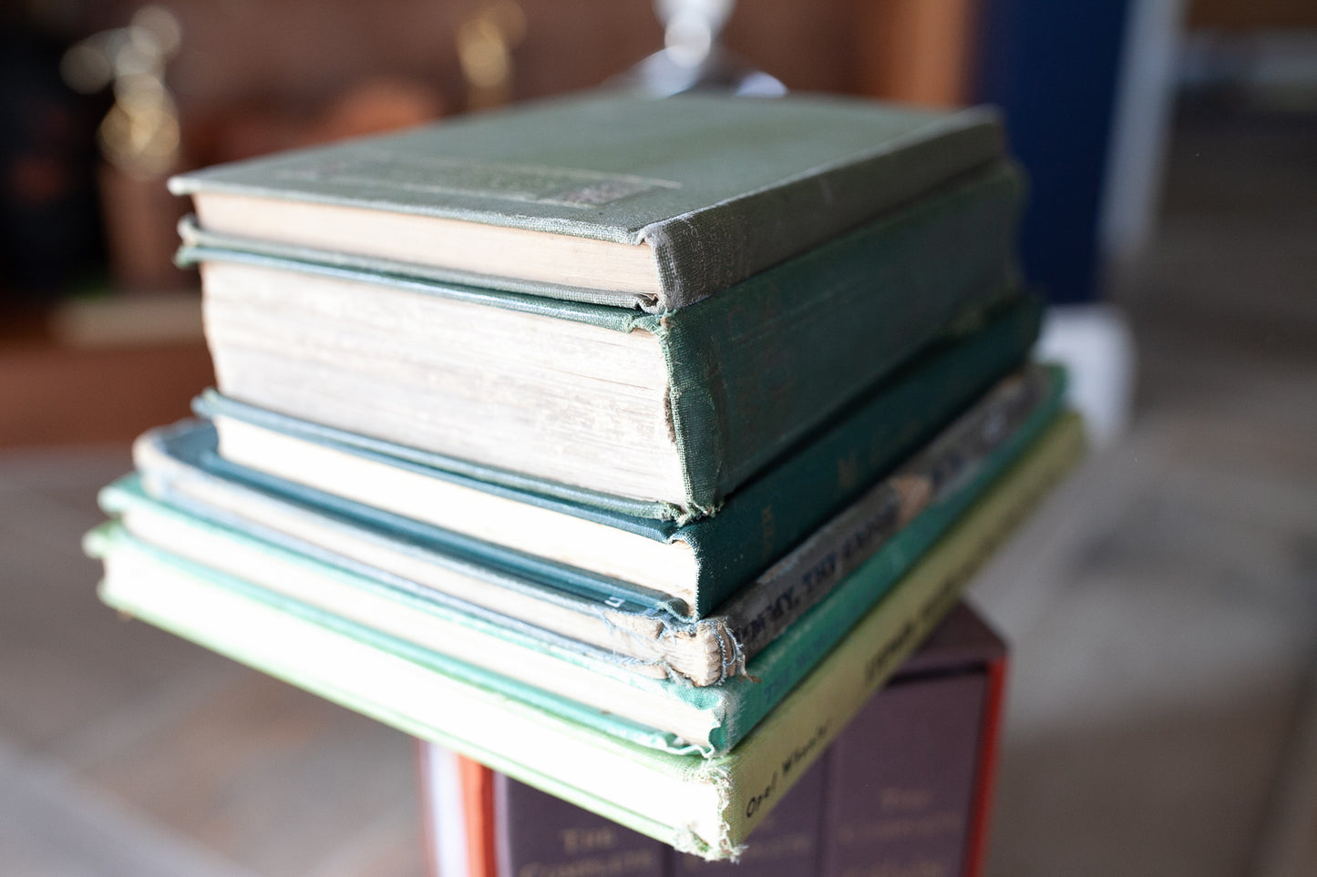 Stack of Green Books - Vintage Books -Vintage Book Stack