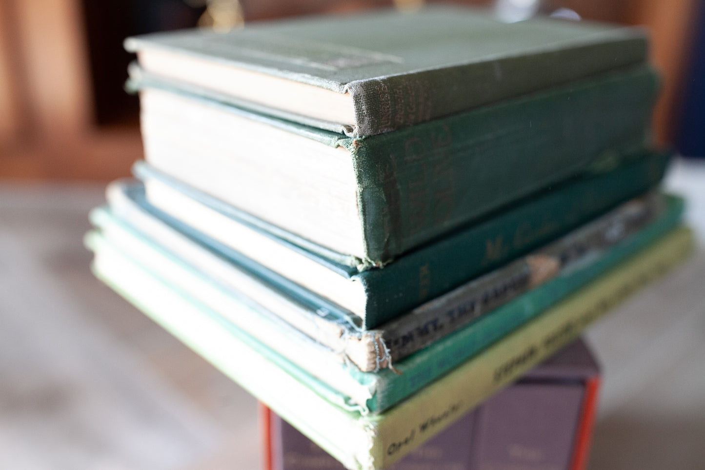 Stack of Green Books - Vintage Books -Vintage Book Stack