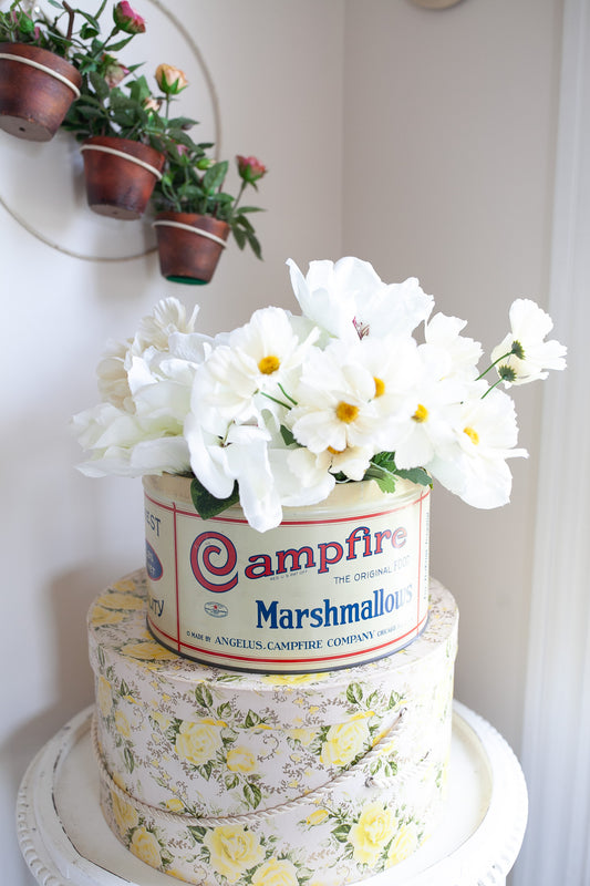 Vintage Campfire Marshmallow Tin, Vintage Advertising Tin, 5 Lb. Size,