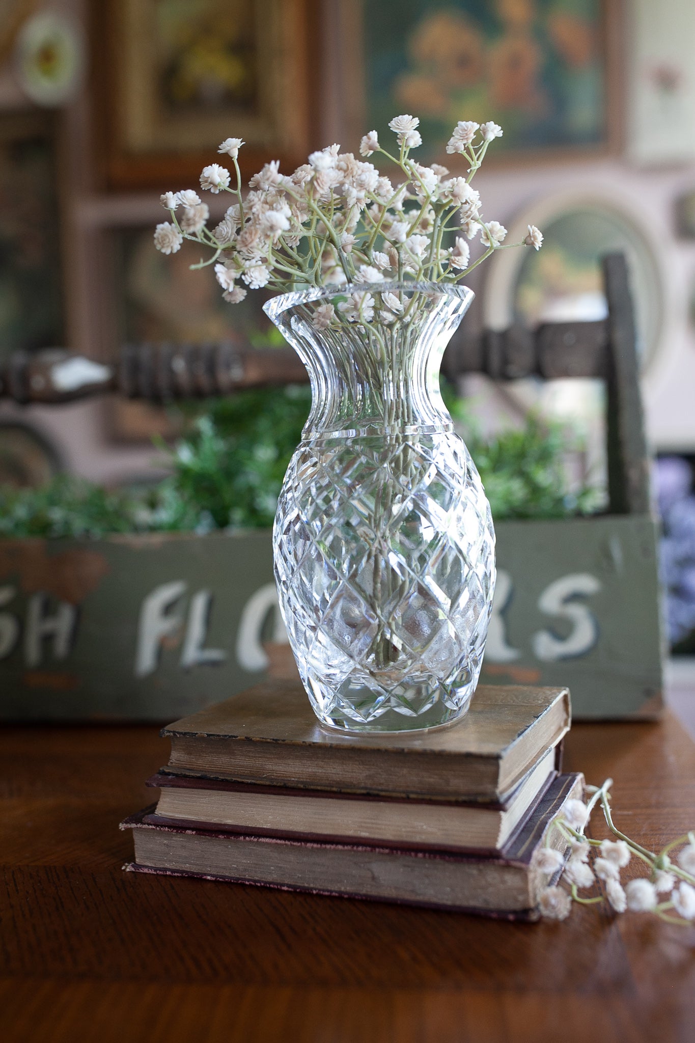 Waterford Crystal Flared Flower Vase 7" Criss Cross Cut Signed -Wedding Gift -Anniversary Gift