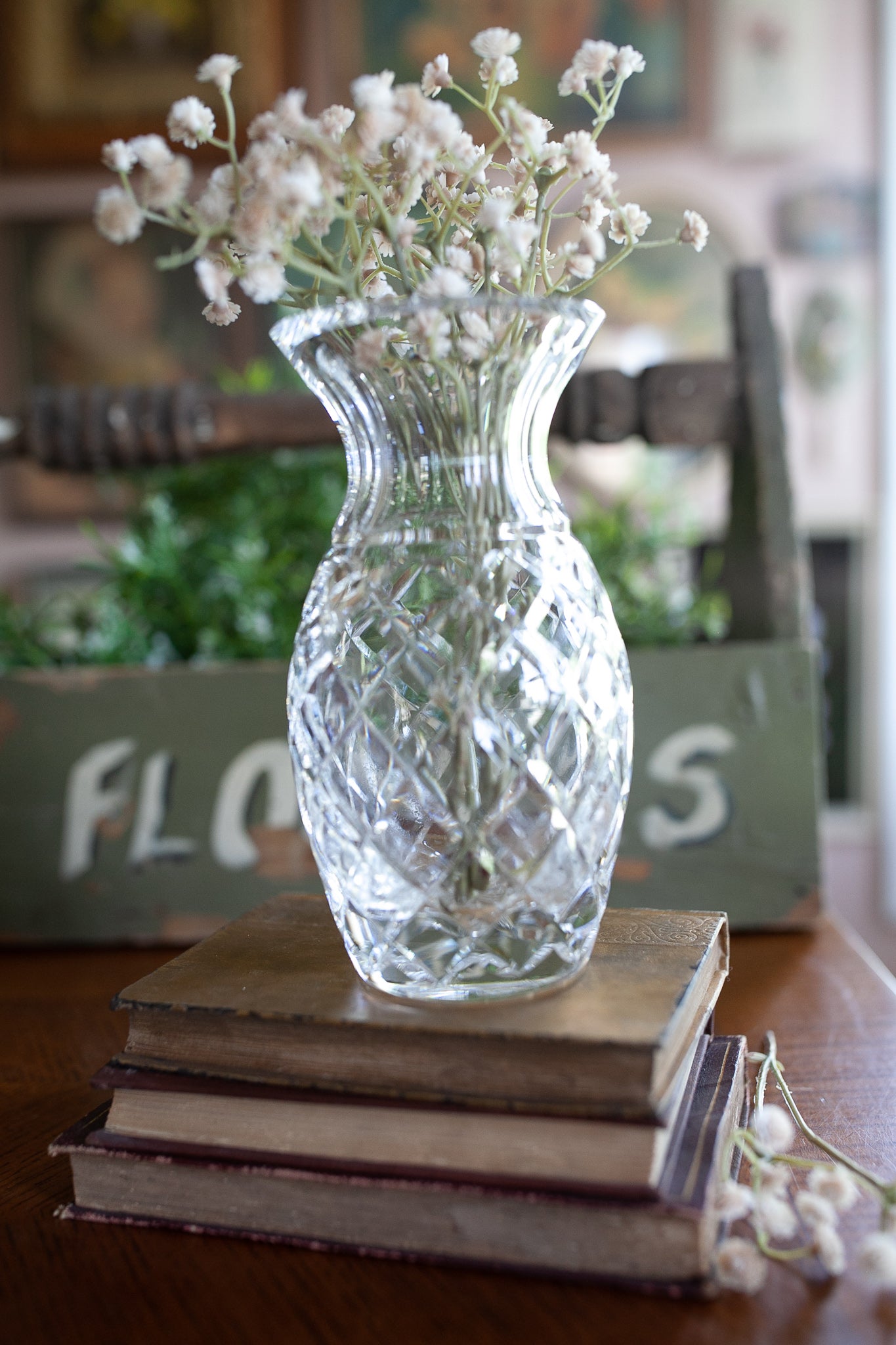 Waterford Crystal Flared Flower Vase 7" Criss Cross Cut Signed -Wedding Gift -Anniversary Gift