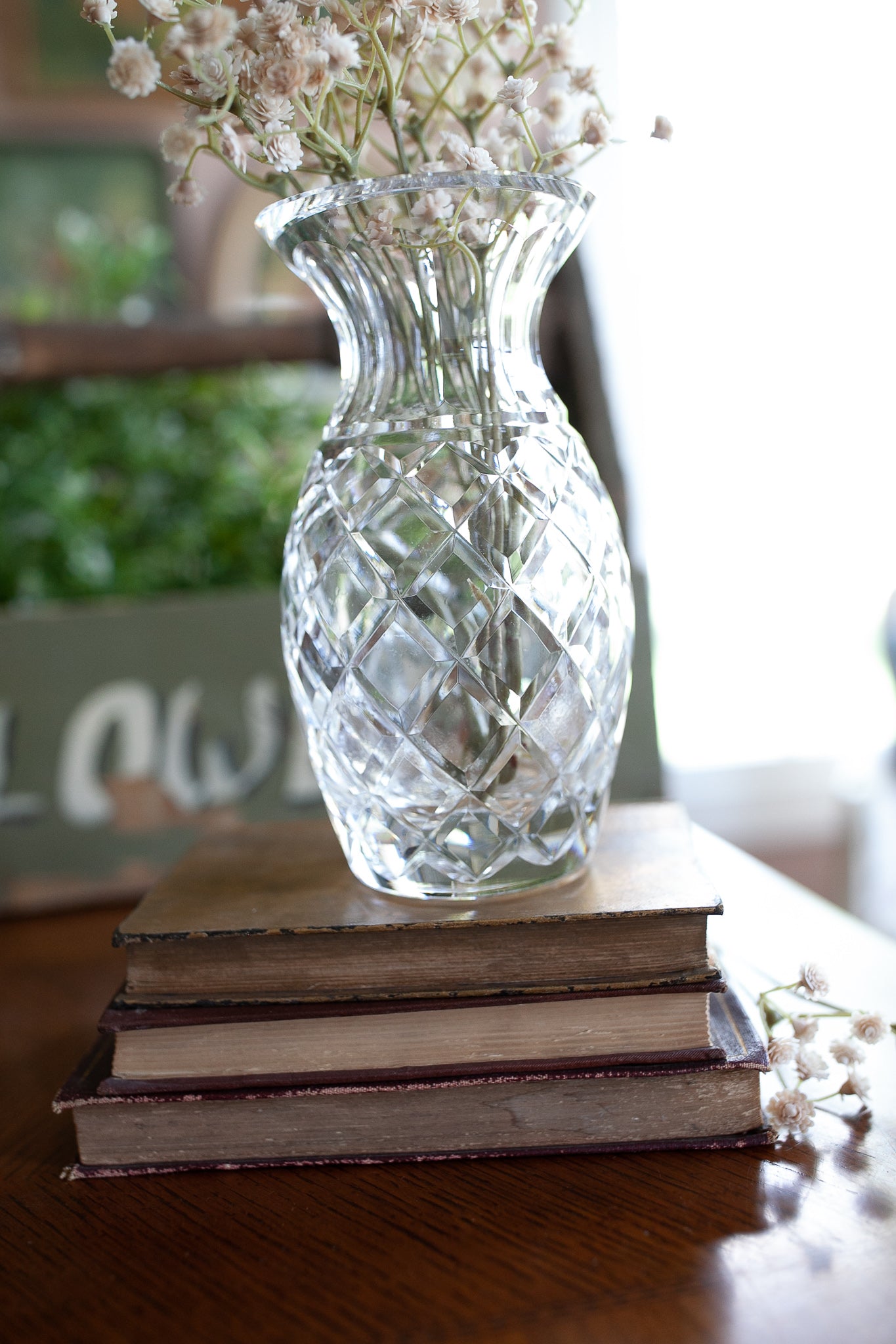 Waterford Crystal Flared Flower Vase 7" Criss Cross Cut Signed -Wedding Gift -Anniversary Gift