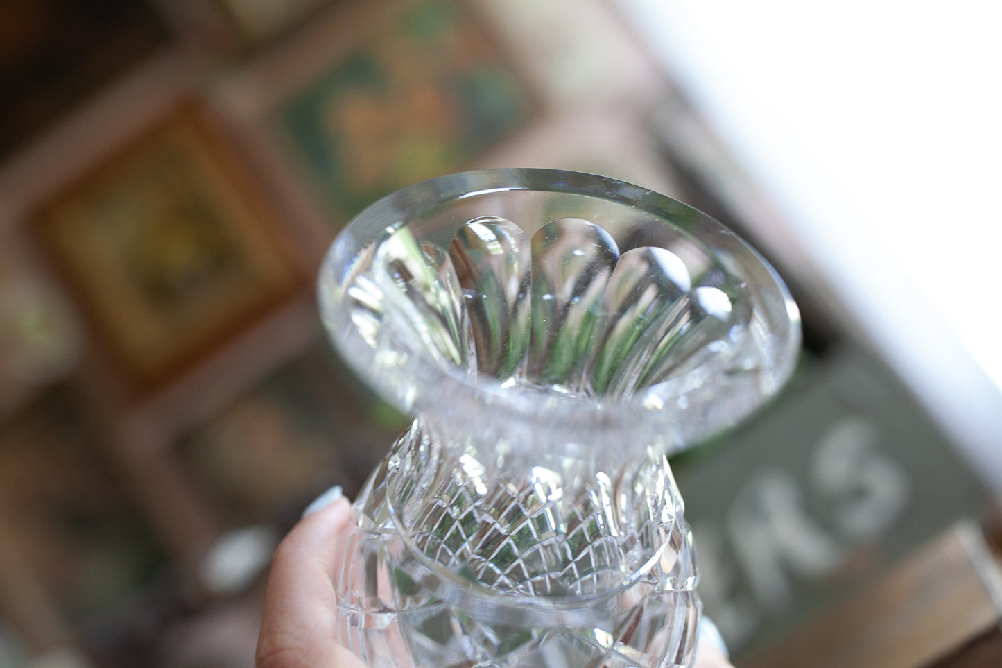 Waterford Crystal Flared Flower Vase 7" Criss Cross Cut Signed -Wedding Gift -Anniversary Gift