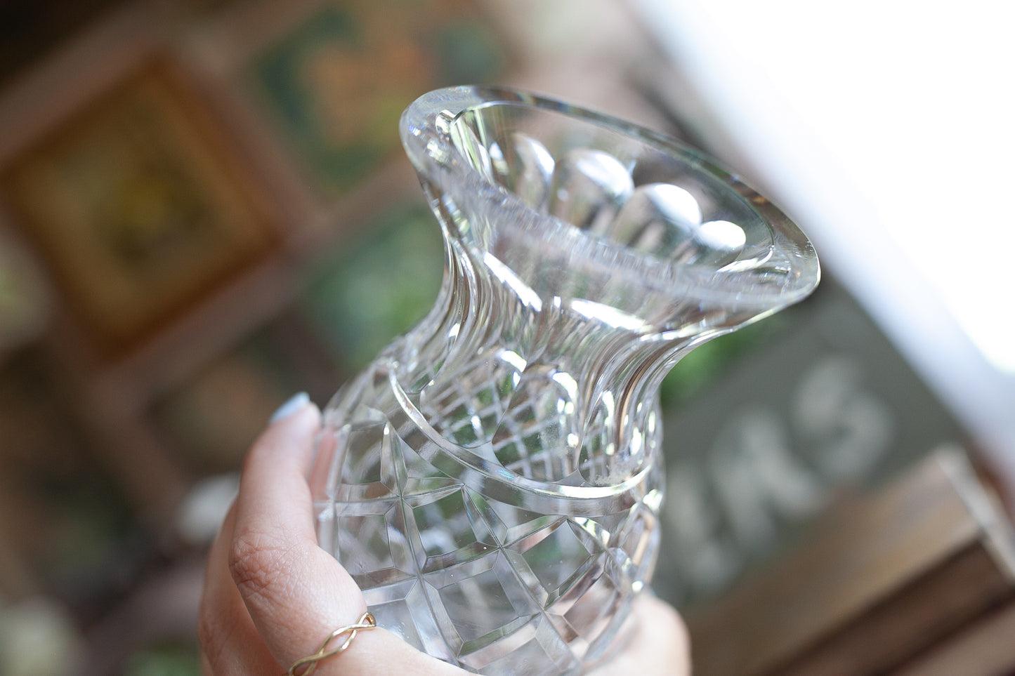 Waterford Crystal Flared Flower Vase 7" Criss Cross Cut Signed -Wedding Gift -Anniversary Gift