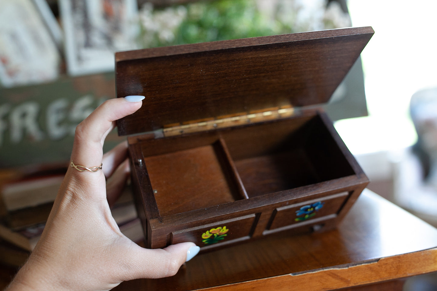 Vintage Music Box- Floral Music Box -Reuge- Swiss Musical Movement- Musical Hope Chest