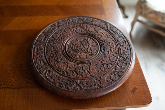 Vintage Serving Tray - Wood Board - Wood Serving Board - Floral Carved Wood board