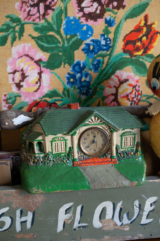 Vintage House Clock - Mantle Clock - House - Charming Home Decor