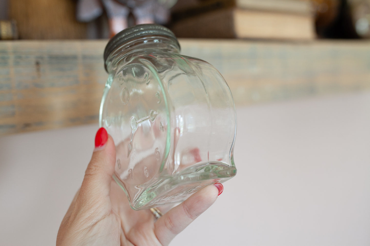 Vintage Glass Bottle - Clock Face Bottle - Lidded Bottle
