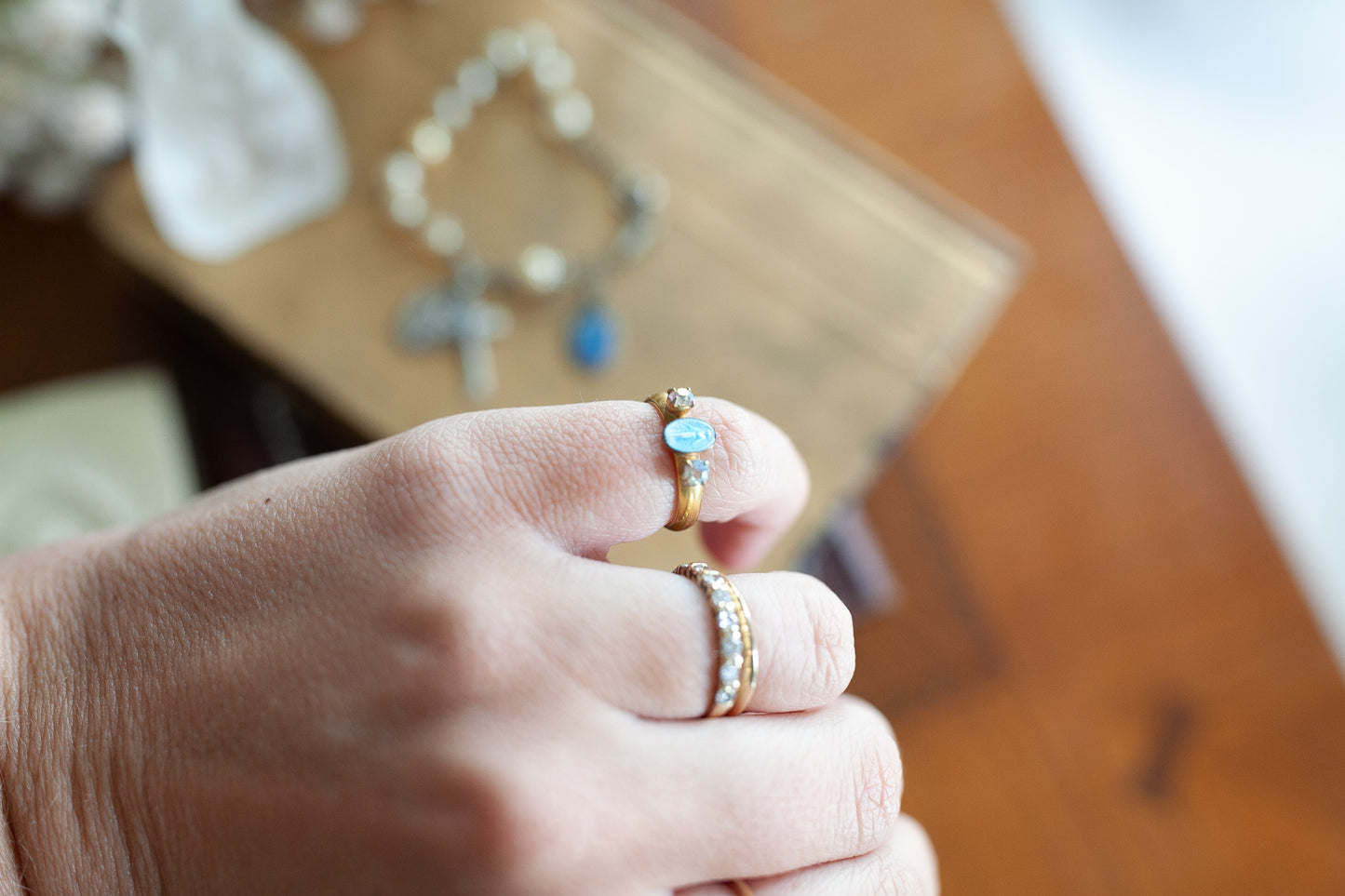 Vintage Religious Medals and Ring- Rosary Bracelet