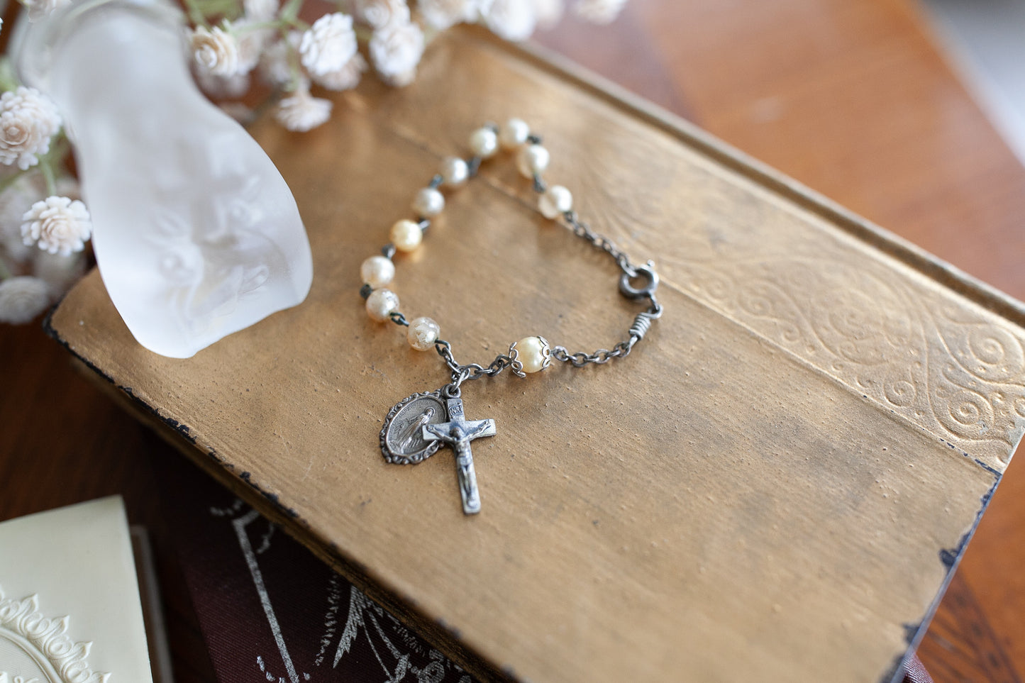 Vintage Religious Medals and Ring- Rosary Bracelet