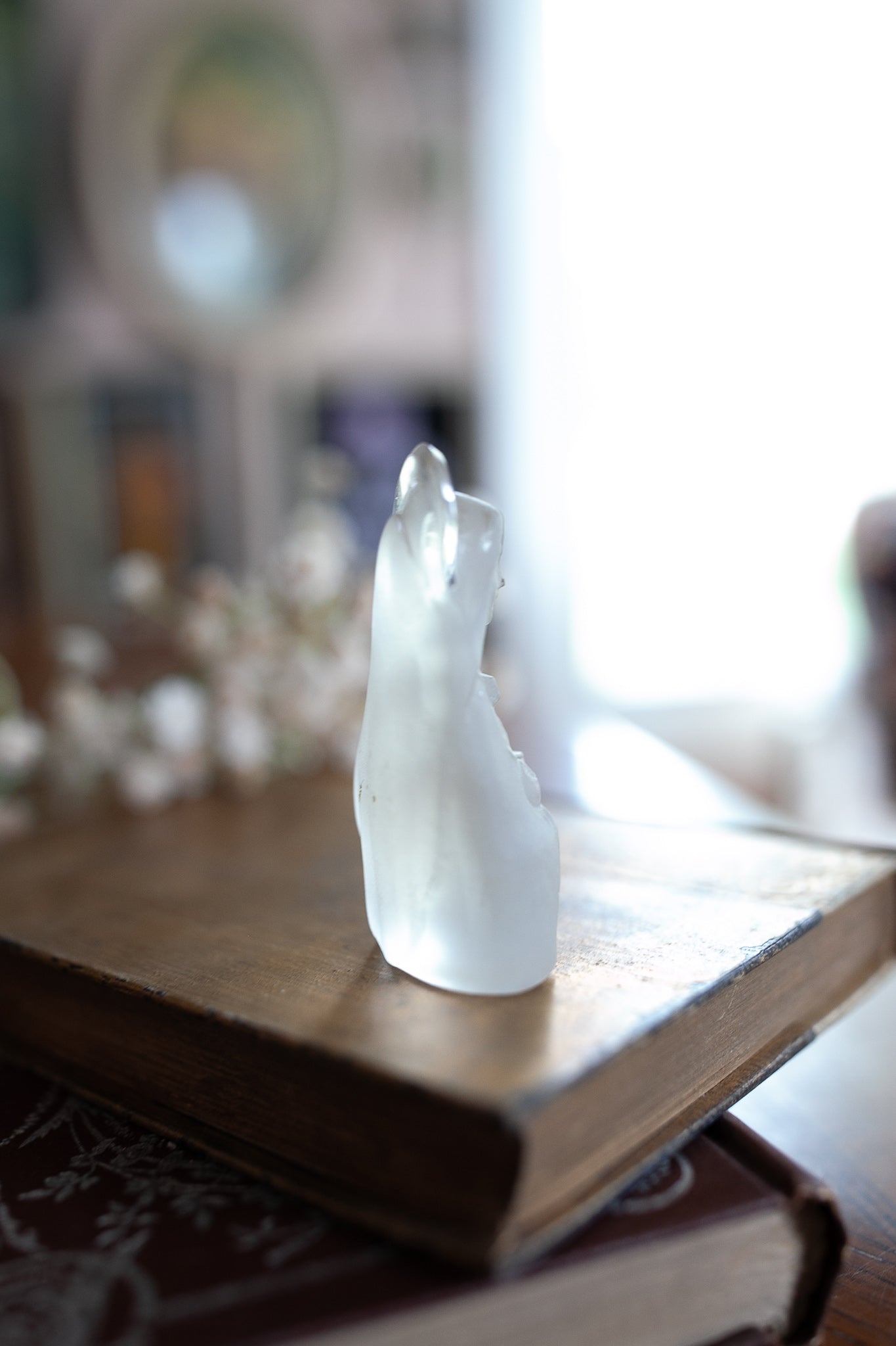 Mary Statue - Frosted Glass -Mary- Religious Statue - Vintage Statue