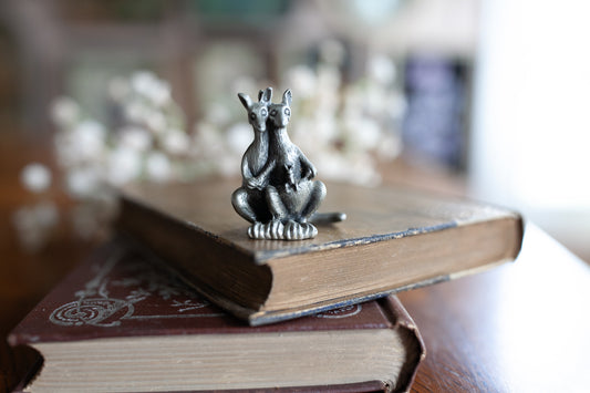 Pewter - Miniature animal-Vintage Kangaroos- Hudson Pewter 1981