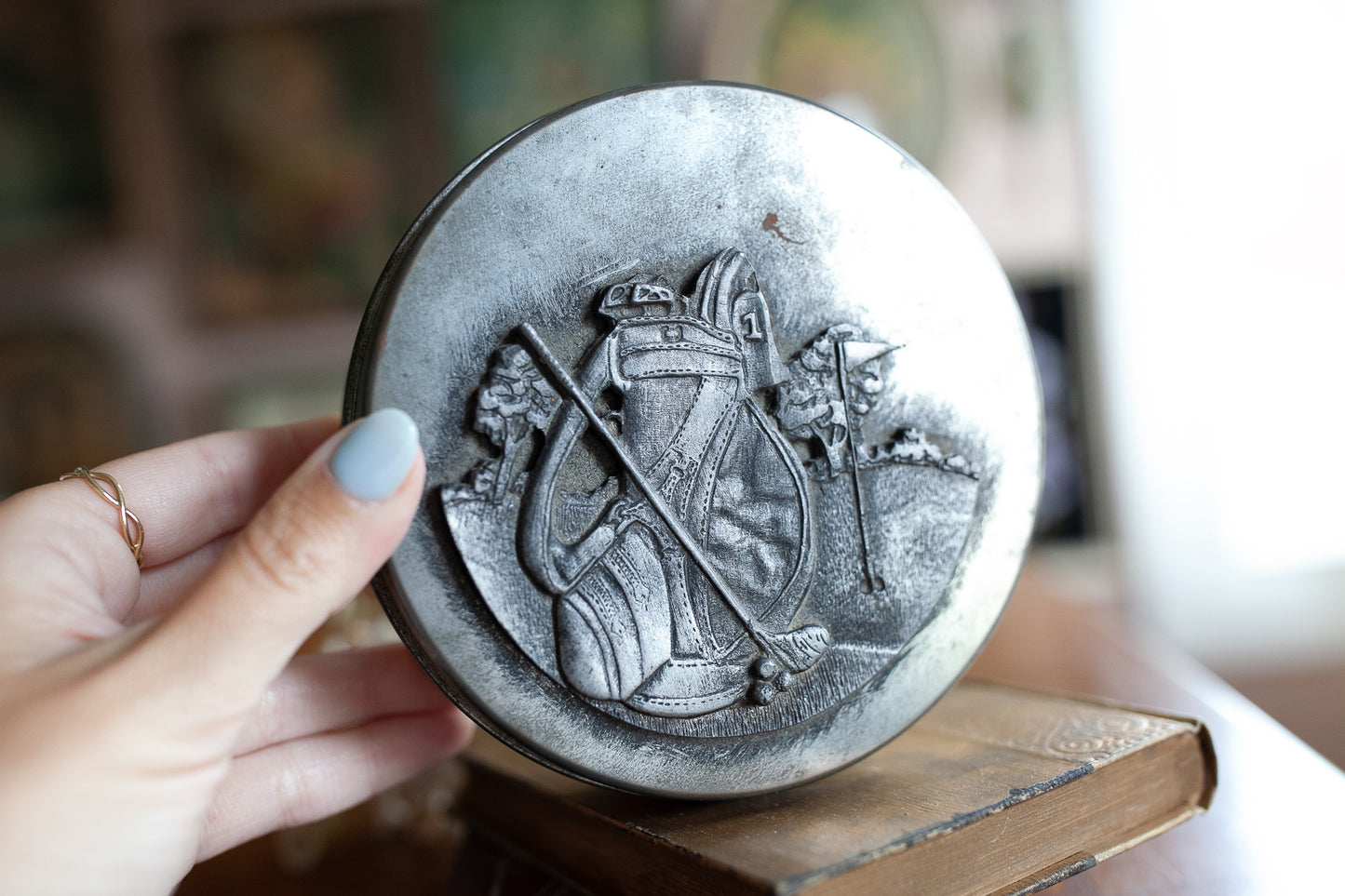 Vintage Pewter Tin- Golf -Golf Bag - Tin -Vintage Golf