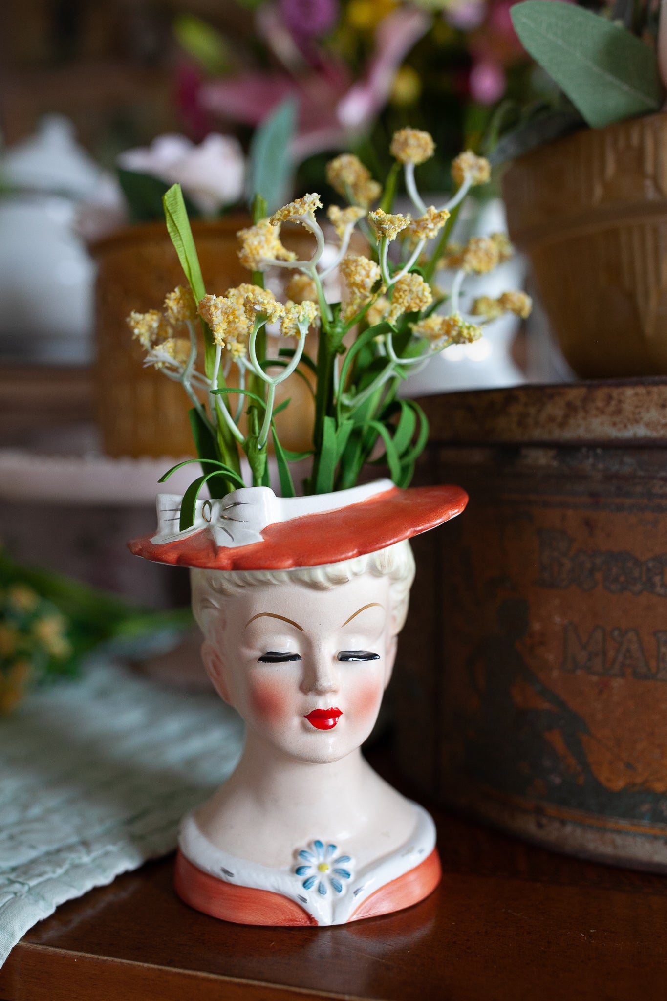 Lady Head Vase - Vintage Lady Head Vase Napco