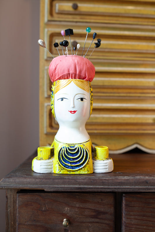 Vintage Head  -Vintage Pin Cushion -Lady Head