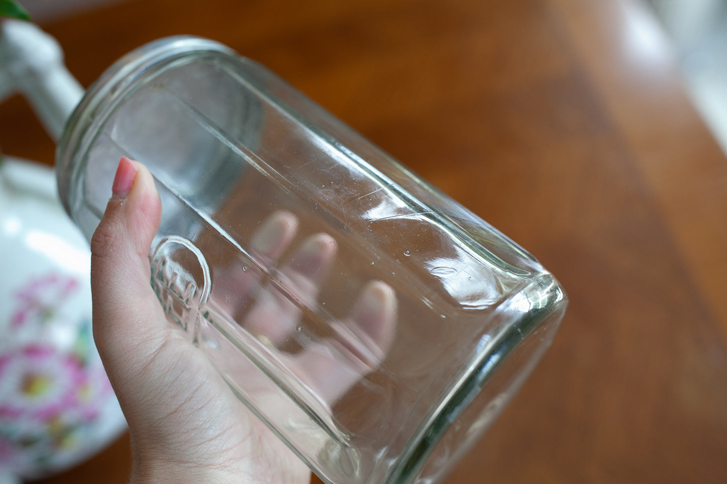 Hoosier Coffee Glass Jar - Antique 12 Panel Hoosier Jar - Glass Coffee Jar with Lid - 6 3/4"