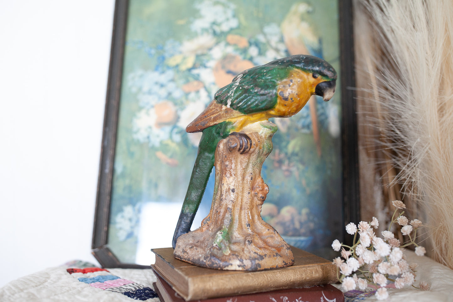 Vintage Cast Iron Doorstop - Parrot Doorstop