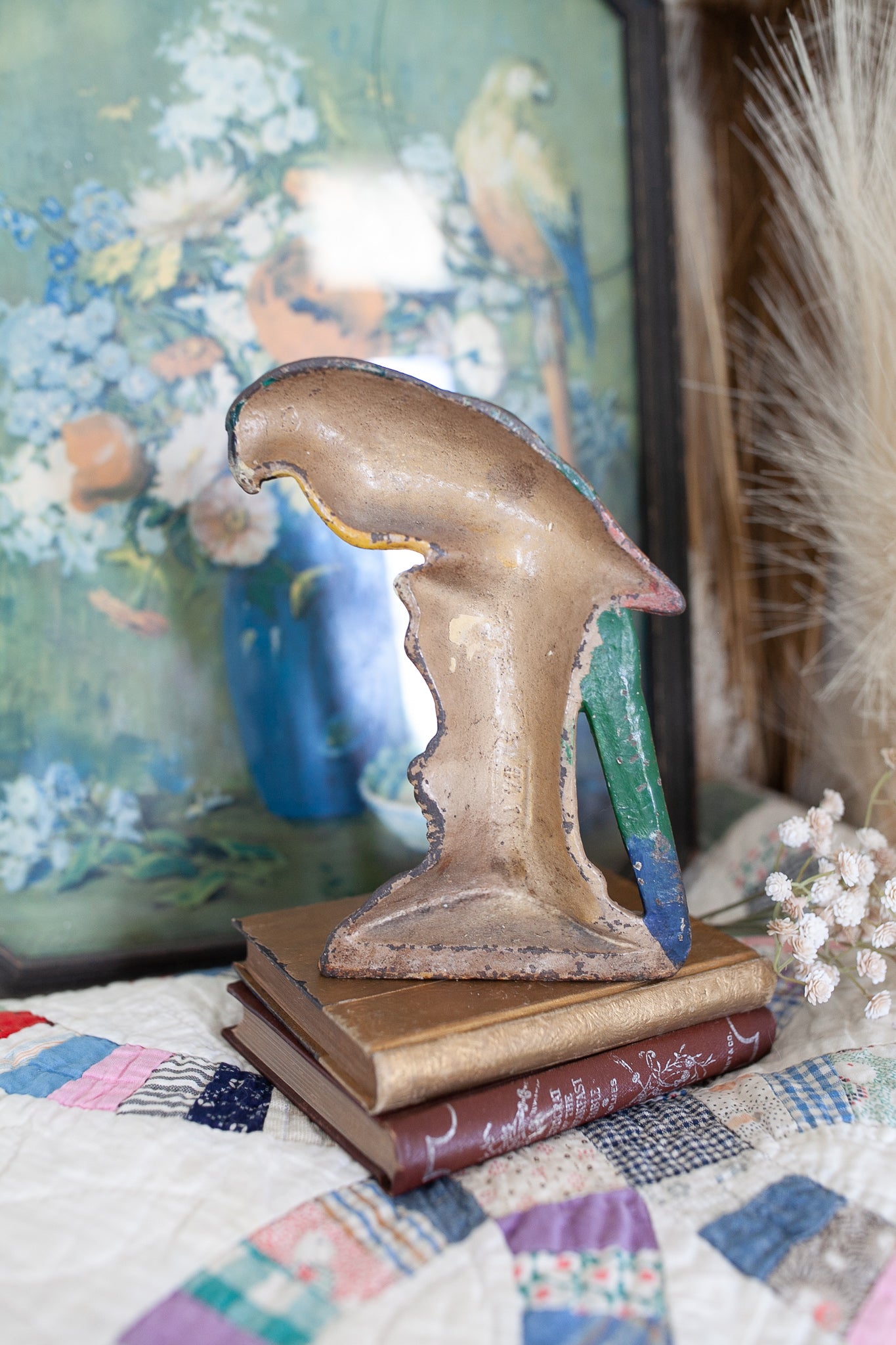 Vintage Cast Iron Doorstop - Parrot Doorstop