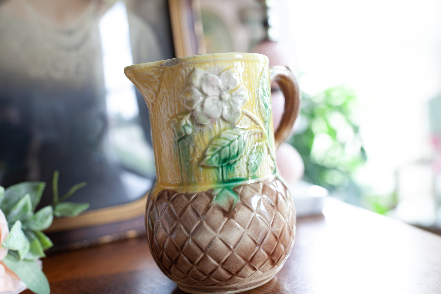 Vintage Pitcher - Yellow Floral Pitcher