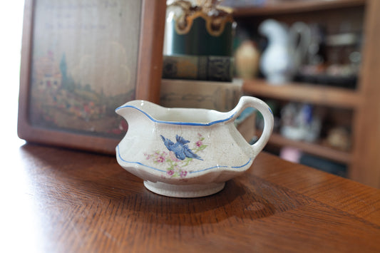Antique Blue Bird Creamer- Limoges