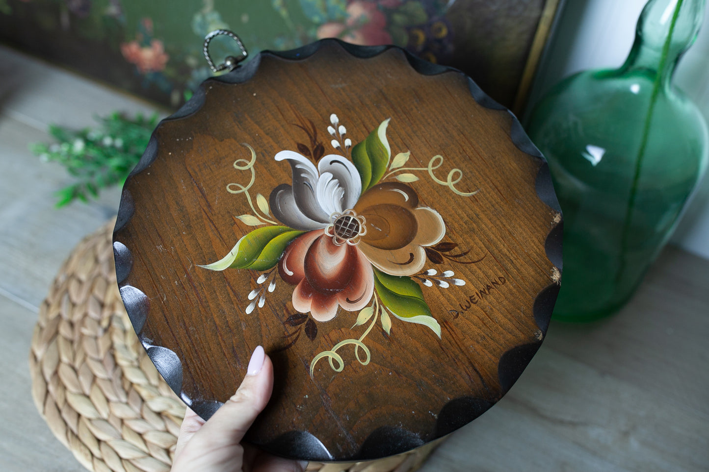 Vintage Wooden Floral- Flower Art- Vintage floral