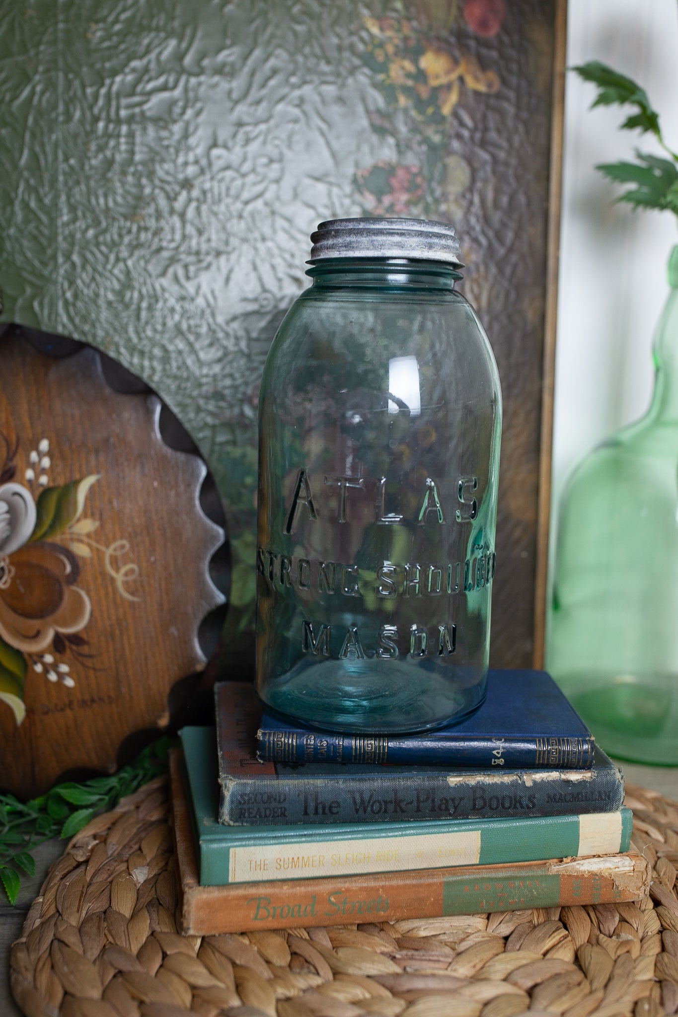 Vintage Glass Jar- Atlas Jar - Strong Shoulder Mason Jar - Vintage Mason Jar