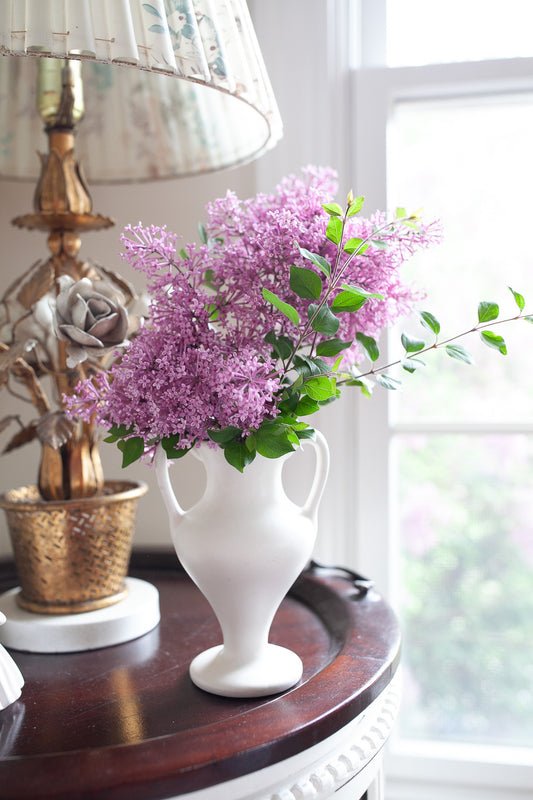 Vintage Vase- Trophy Shape White Matte Pottery Vase