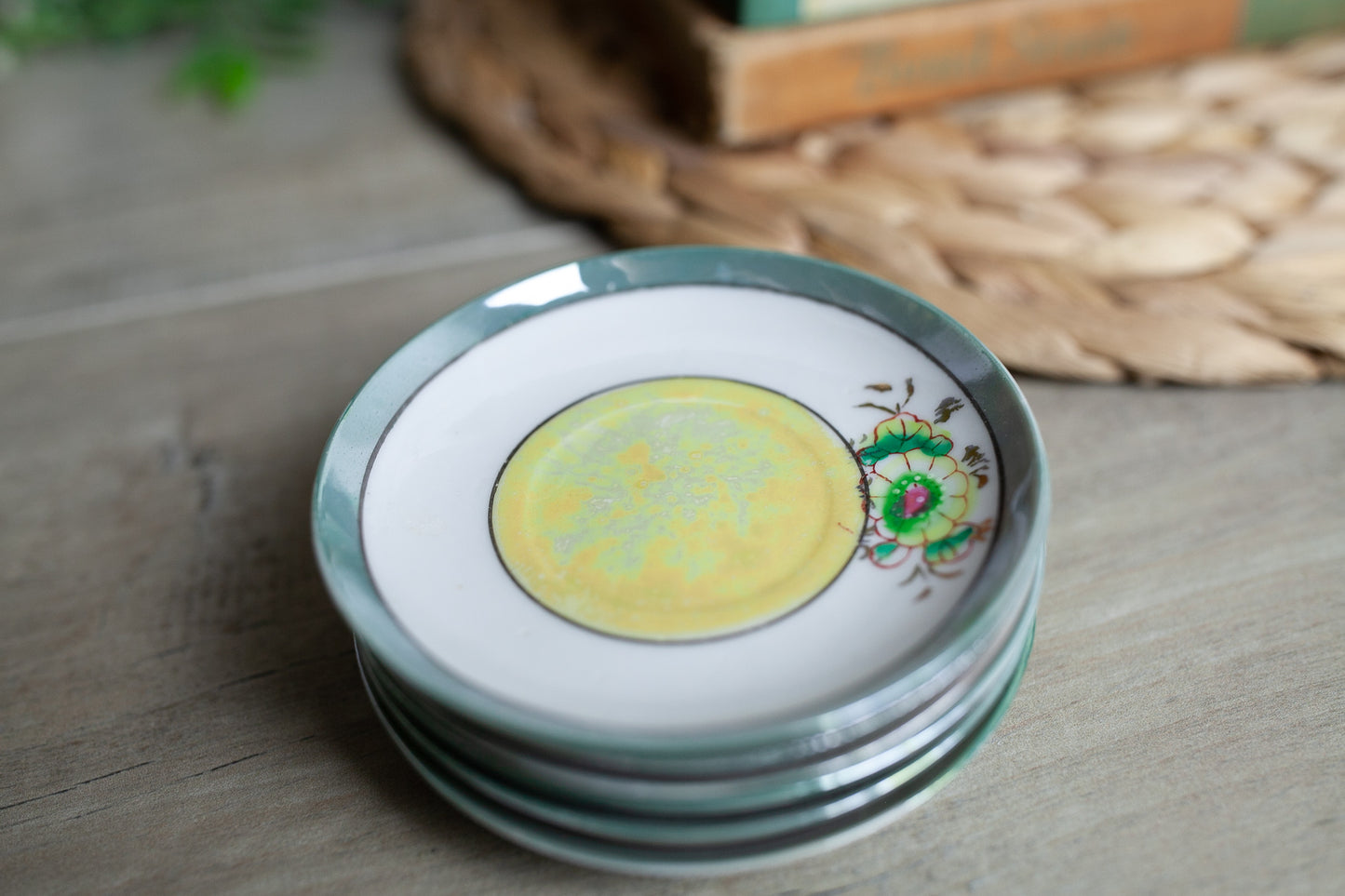 Vintage Butter Pats - Set of 6 Made in Japan -Floral