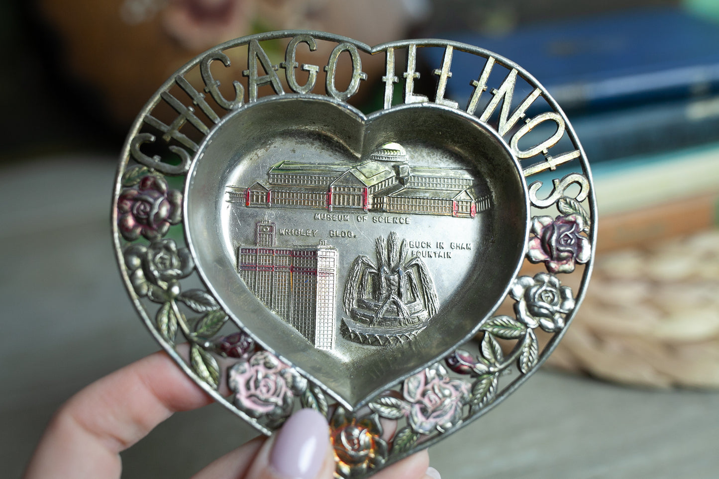 Chicago trinket tray- Vintage Souvenir -Chicago Illinois