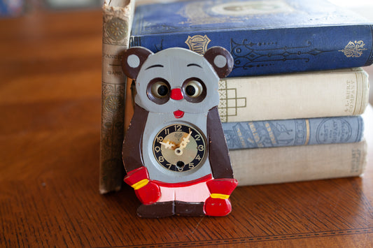 Vintage Bear Clock-Mi-Ken  Moving Eyes Clock