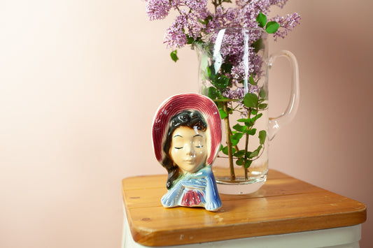 Vintage Head Vase - Lady Head Vase- Royal Copley Wall Pocket