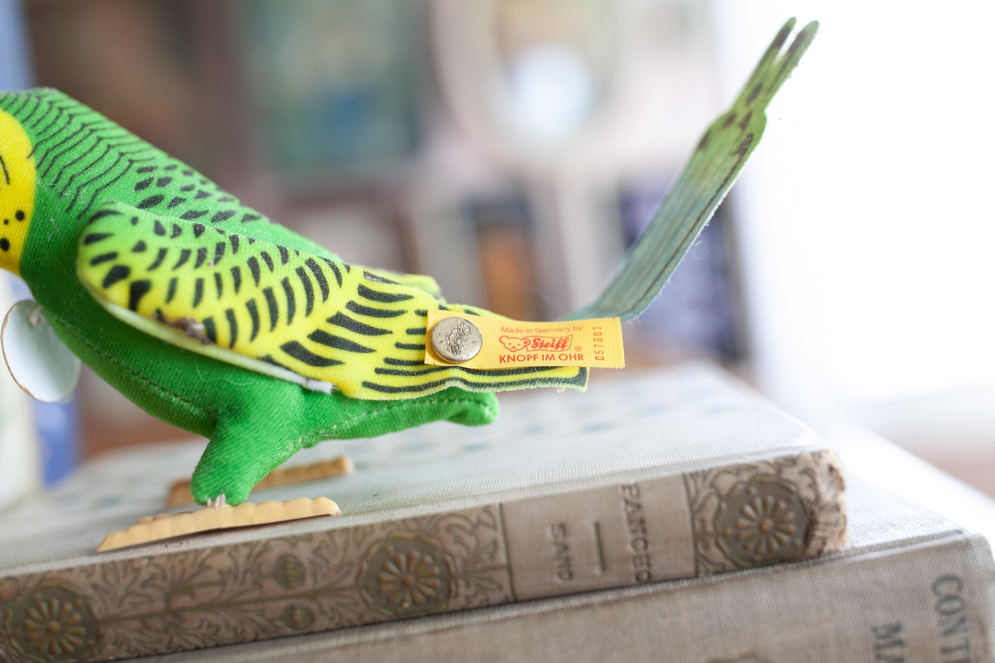 Hansi- Steiff Parakeet- Green Parakeet Bird