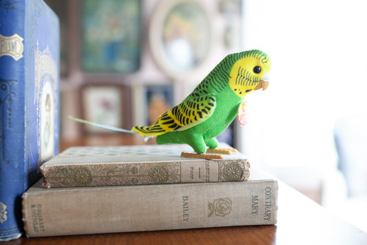 Hansi- Steiff Parakeet- Green Parakeet Bird