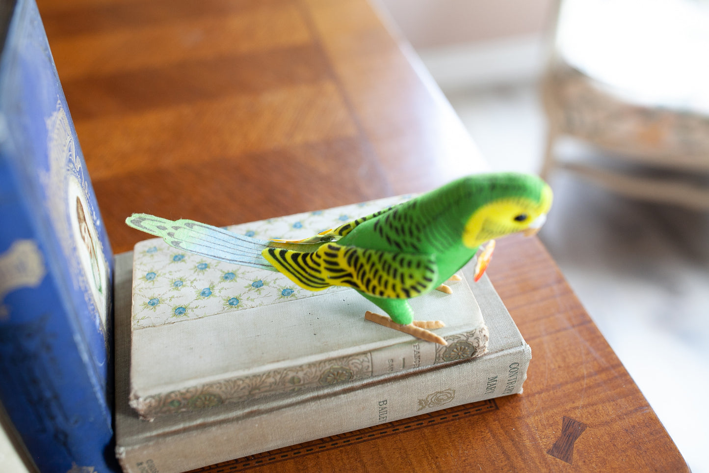 Hansi- Steiff Parakeet- Green Parakeet Bird