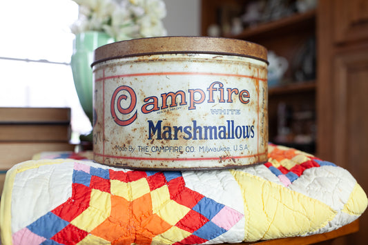 Vintage Campfire Marshmallow Tin, Vintage Advertising Tin, 5 Lb. Size,